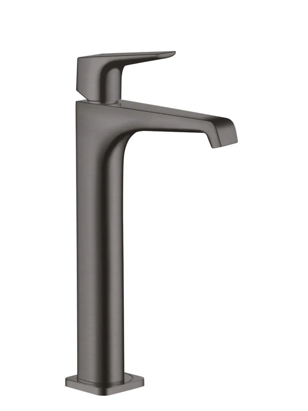 Einhebel-Waschtischmischer in Brushed Black Chrome von AXOR, mit geraden Linien und modernem Design, geeignet für Aufsatzwaschtische.